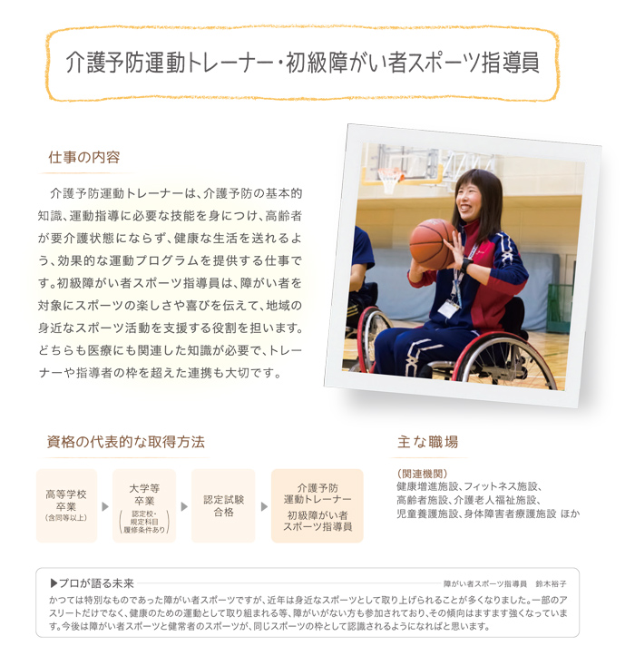 介護予防運動トレーナー 初級障がい者スポーツ指導員の仕事と資格