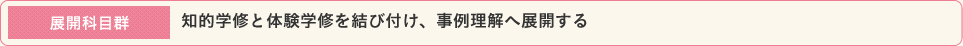 展開科目群 知的学修と体験学修を結び付け、事例理解へ展開する