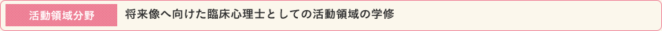 活動領域分野 将来像へ向けた臨床心理士としての活動領域の学修